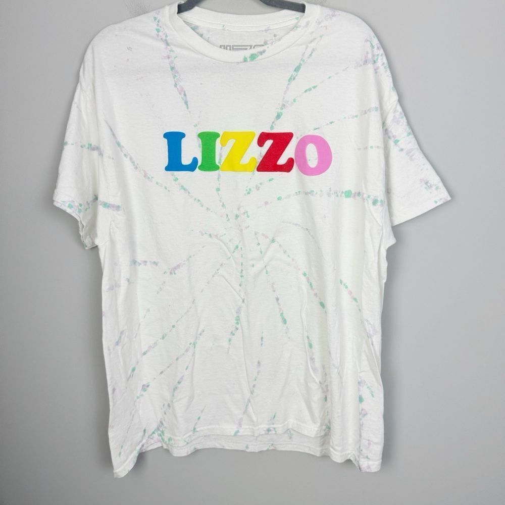 LIZZO | NEW! Tie Dye Puff Print Tour Merch Short Sleeve White Tee Unisex Size XL